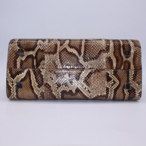 Michael Kors Gia Satchel, Mumbay Python, Molaus Natural Minor Defect, New - Picture 7 of 12
